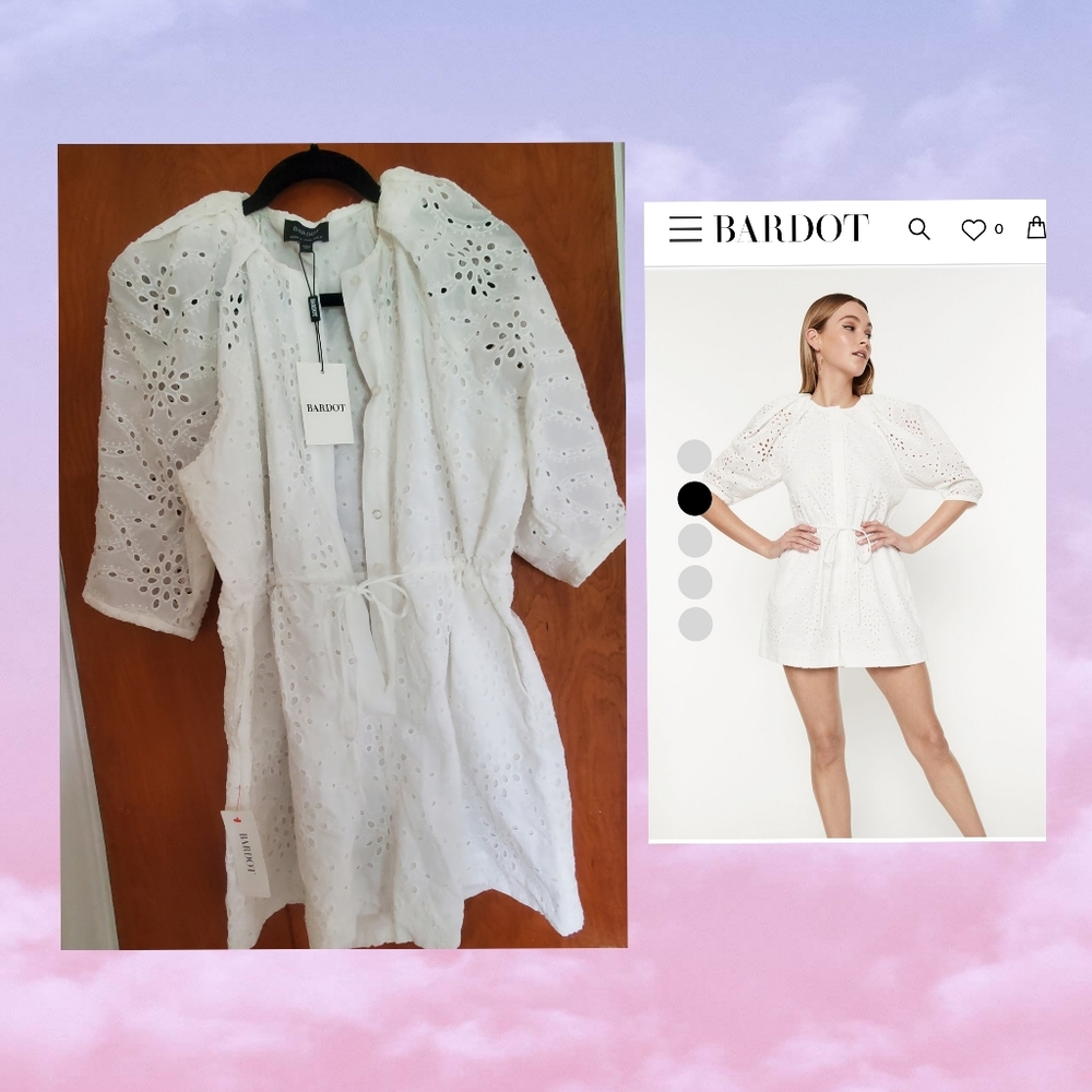 Bardot Ivory Puff Playsuit Large 10 Romper